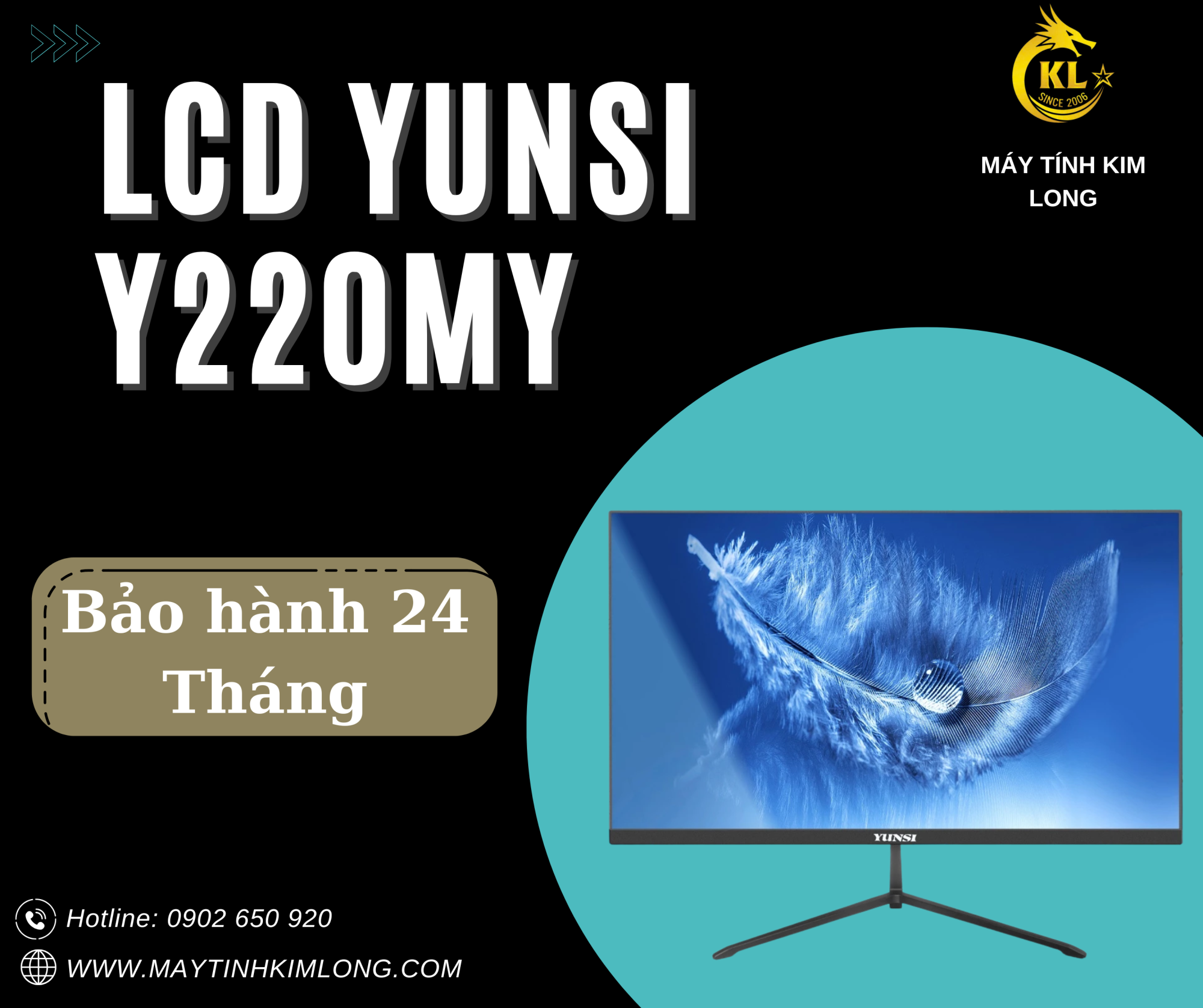 Yunsi Y220MY (22 phẳng - FHD - 100Hz - 1ms, VGA, HDMI) - Màu Đen
