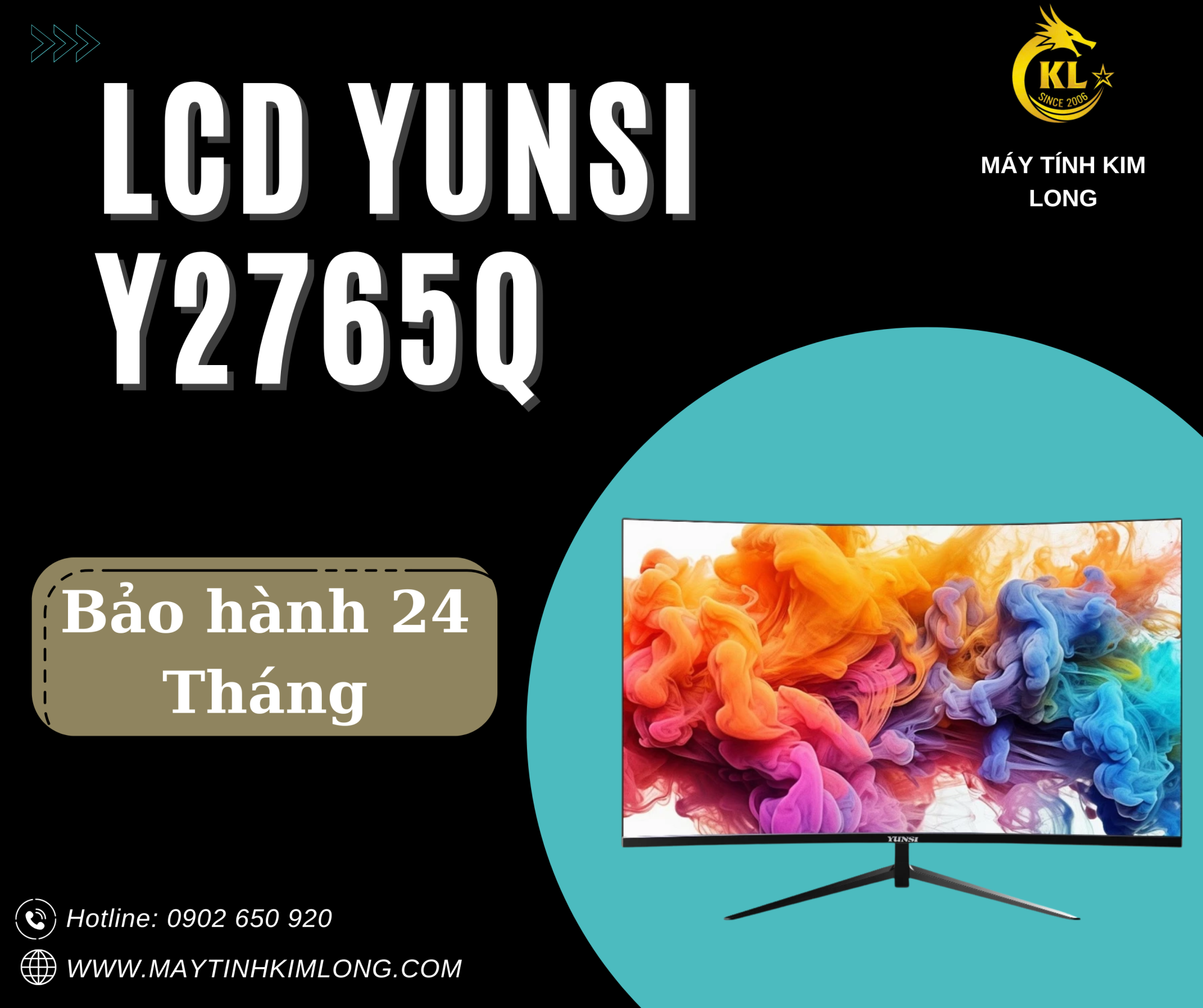 Yunsi Y2765Q (27 inch, 1K, 165HZ, VA, 1ms, Cong) - Màu Đen