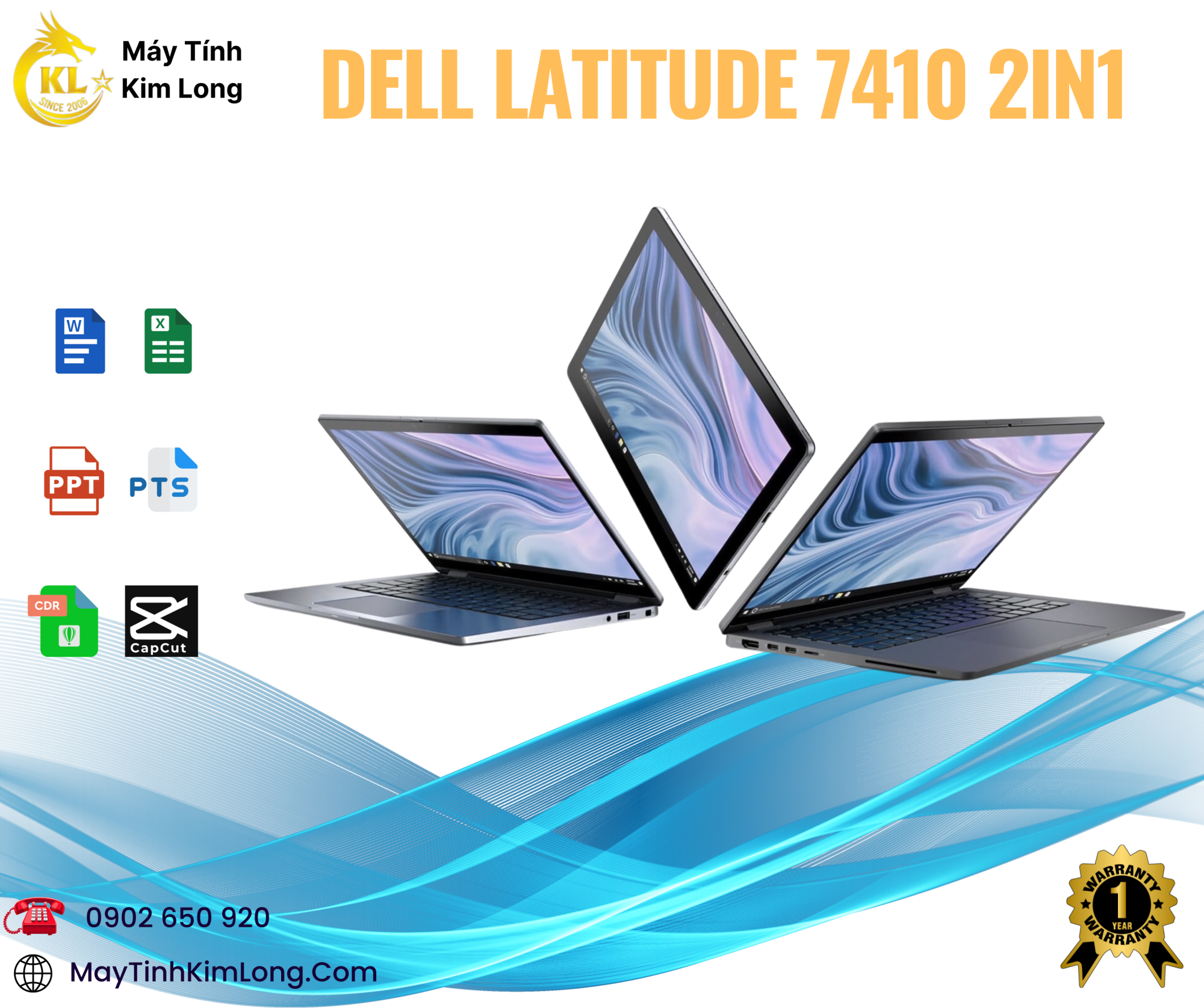 Dell Latitude 7410 2in1 Core™ i7-10610U, Ram 16GB , SSD 512GB ,14 FHD TOUCH