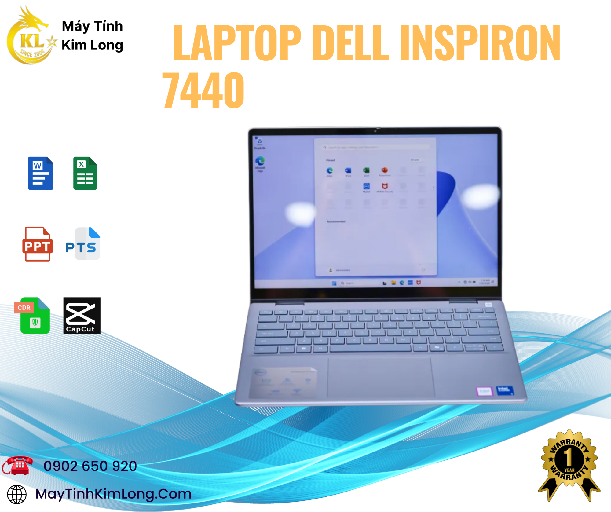 Laptop Dell Inspiron 7440 : i5-1245H/ 16GB / 512GB / 14.0inch/ Win 11/ Mỏng, Nhẹ - (Blue)