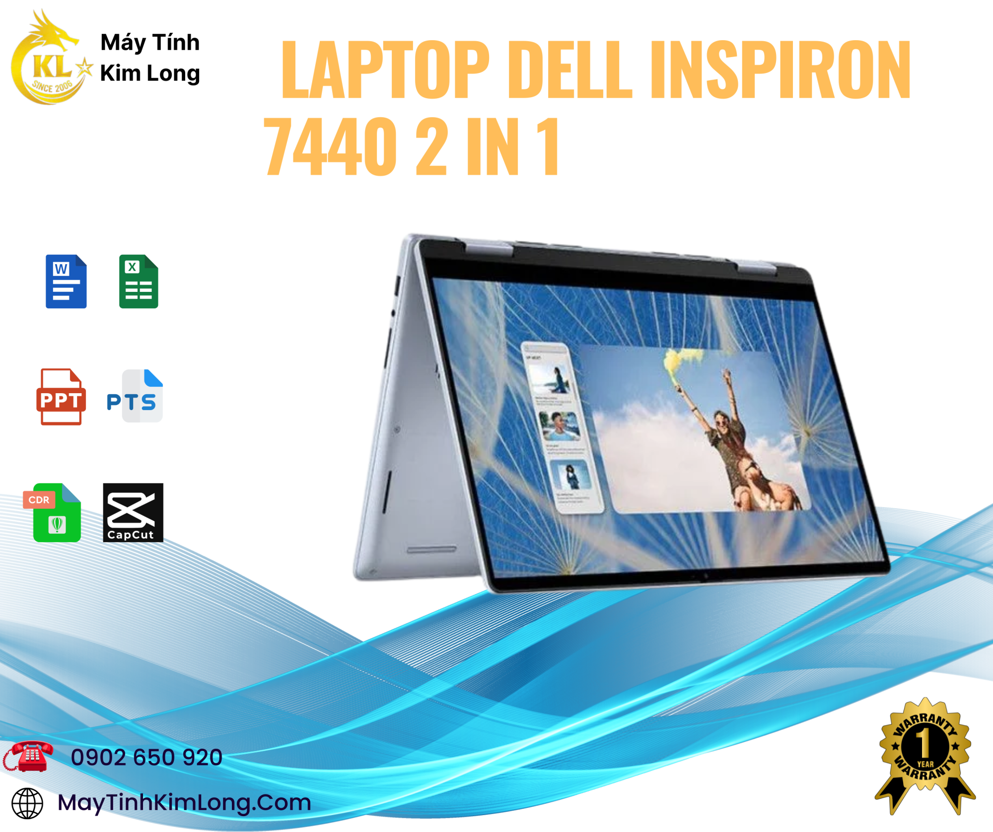 Laptop Dell Inspiron 7440 2in1/I5 - 120U/8GB/512GB/14.0inch FHD+Touch/Win 11/Blue