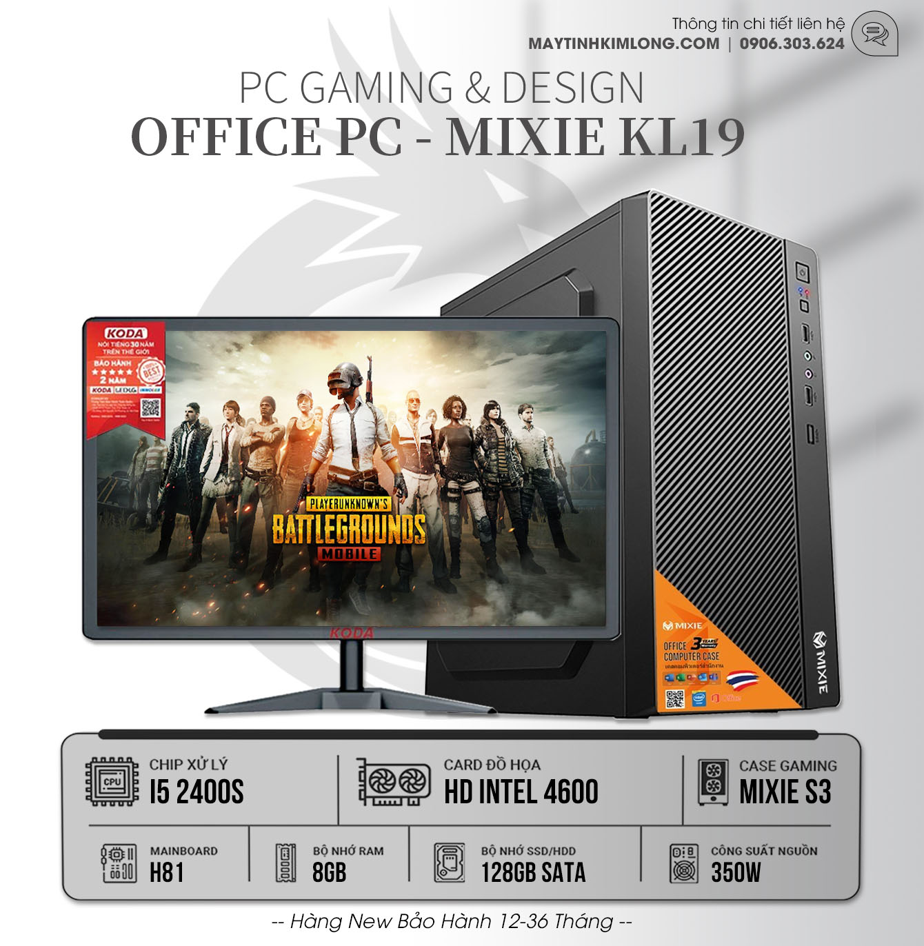 PC Office KL19 - I5 2400S/8GB/SSD120B/H61/350w - New Box Bảo Hành 12-36 Tháng