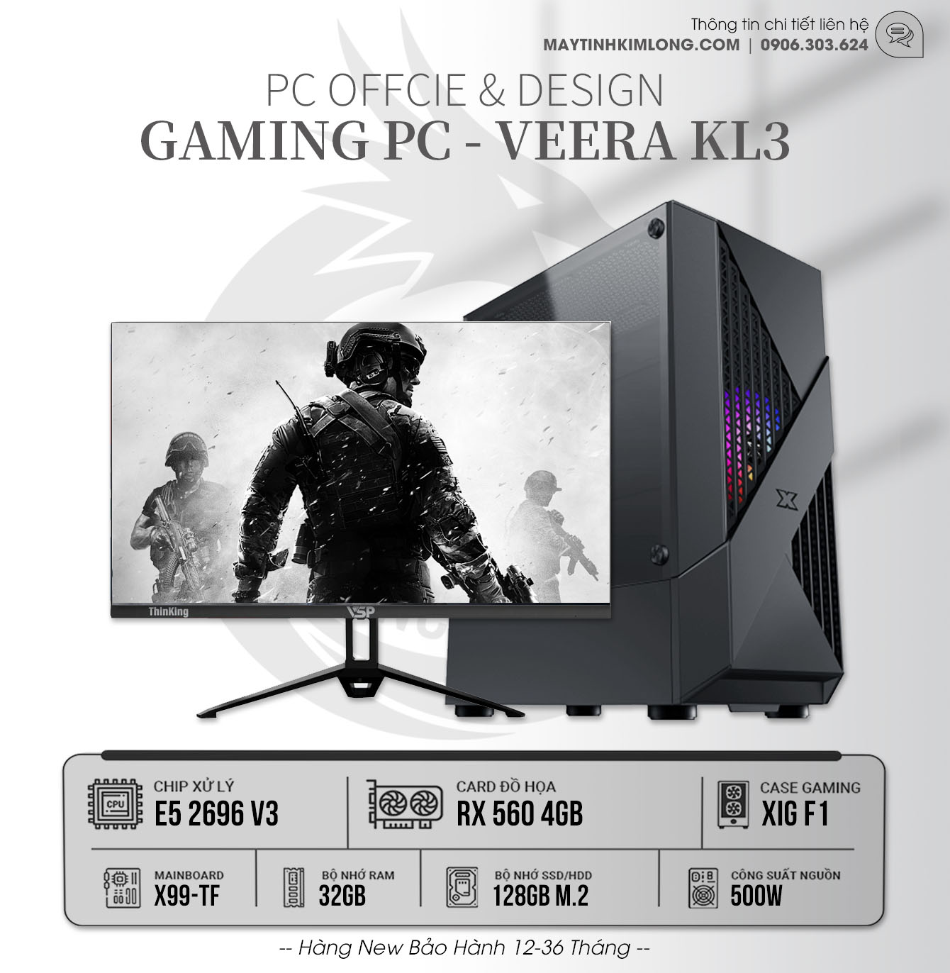 PC Gaming KL3: Xeon E5 2696v3/32G/RX560 4GB/SSD120GB/500W