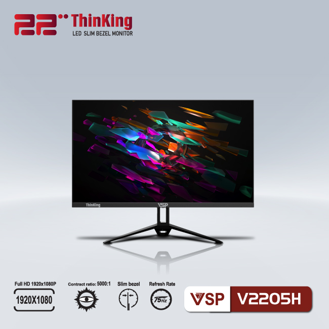 Màn hình LED ThinkVision 22inch V2205H - Màu Đen - New Full Box