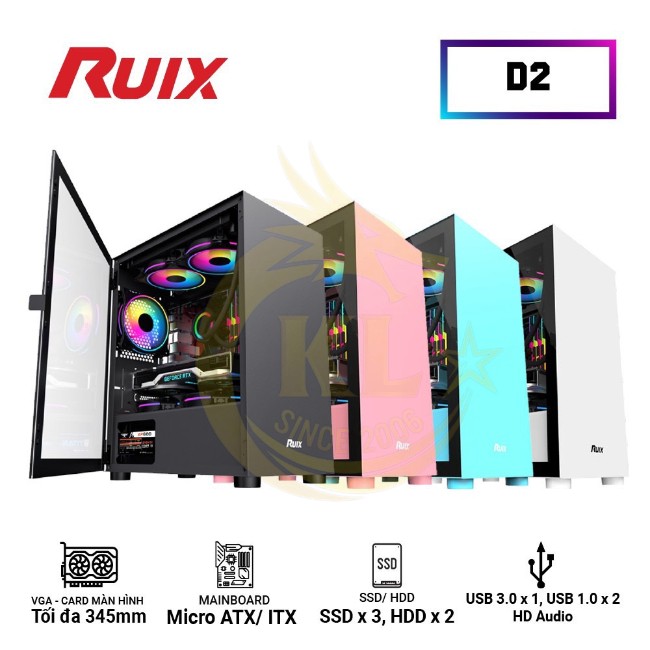 Vỏ Case RUIX D2 Đen/Trắng/Hồng/Xanh