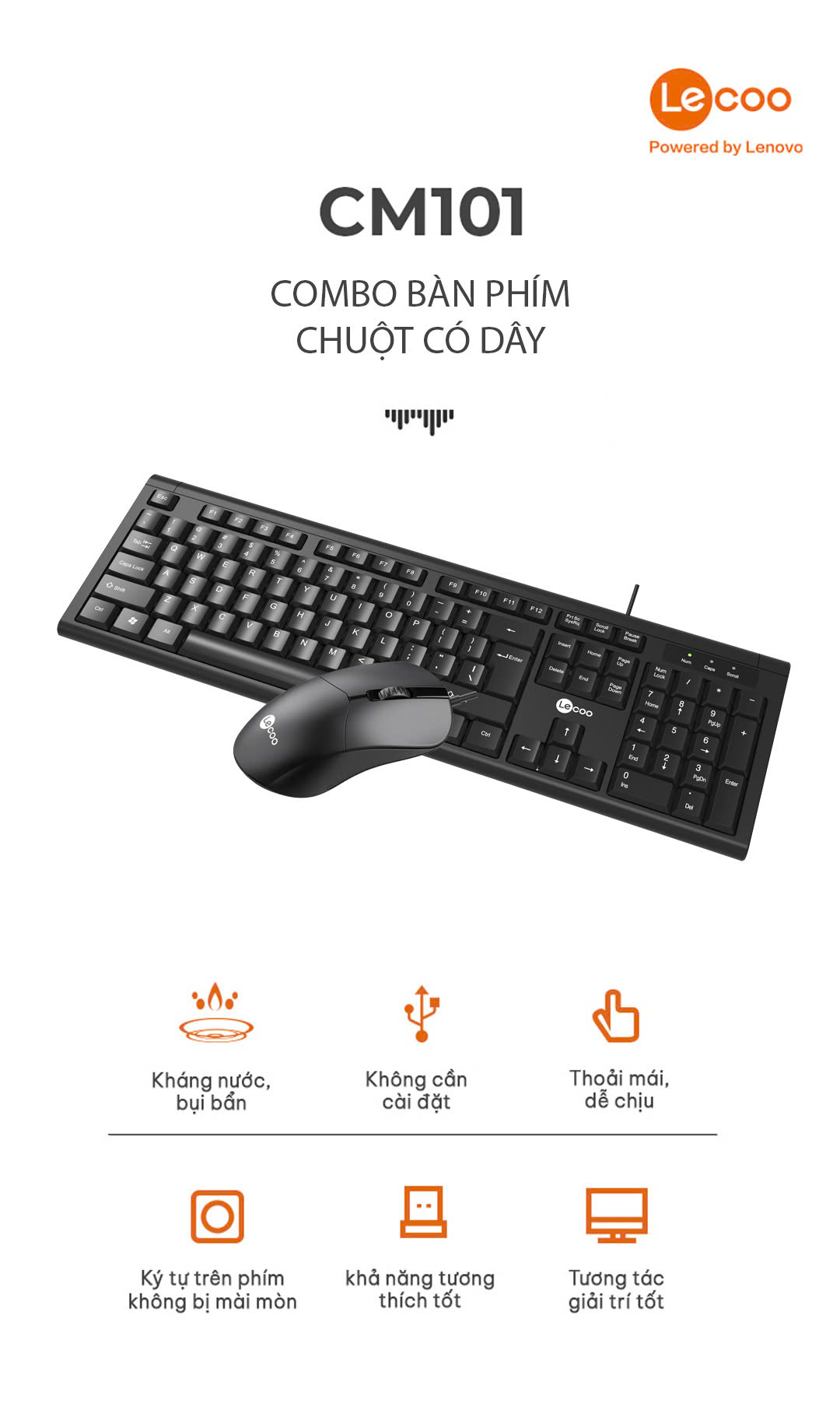 Combo Phím Chuột Lecoo CM101 Đen