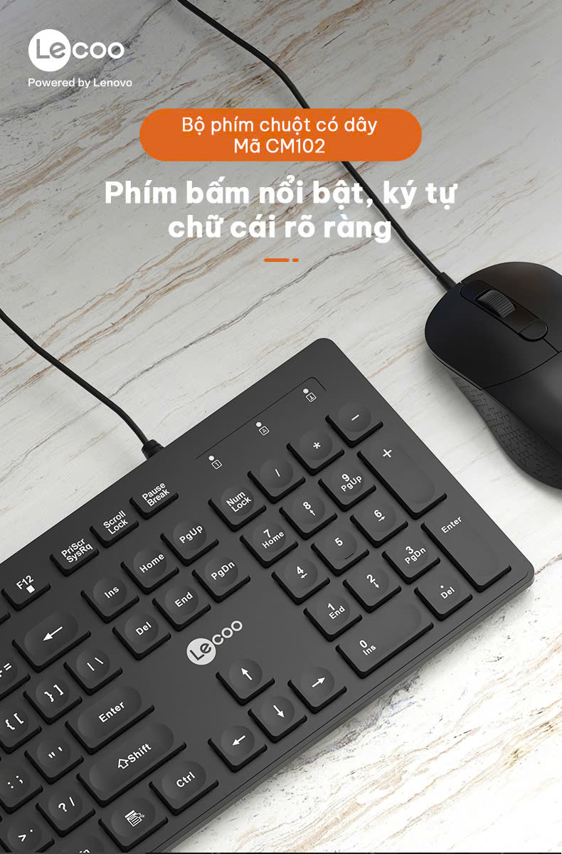 Bộ phím chuột văn phòng có dây Lecoo CM102