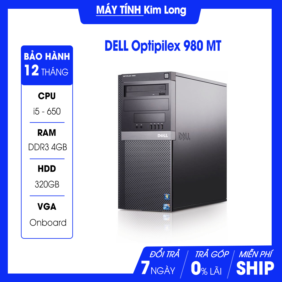 Máy bộ Dell OptiPlex 980 MT - Case lớn -(Core i5-650 3.46GHz/DDR3 4GB/320GB)
