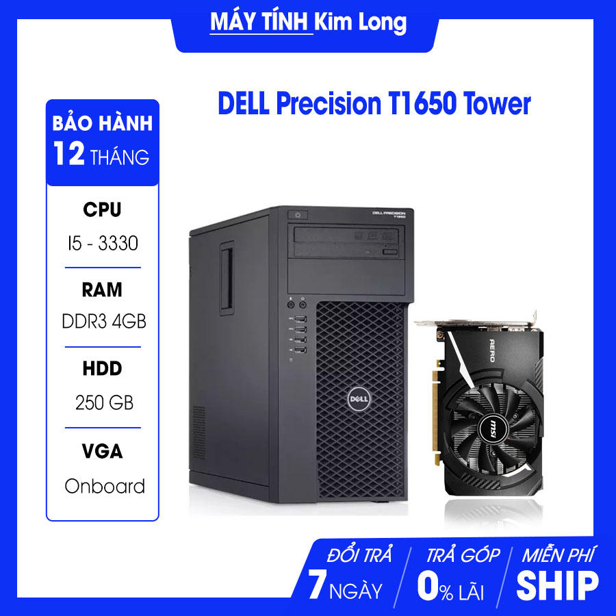 Máy bộ Dell Precision T1650 Cấu hình 2 : I5 3330 6M Cache 3.20 GHz / Ram 4Gb / HDD 250G